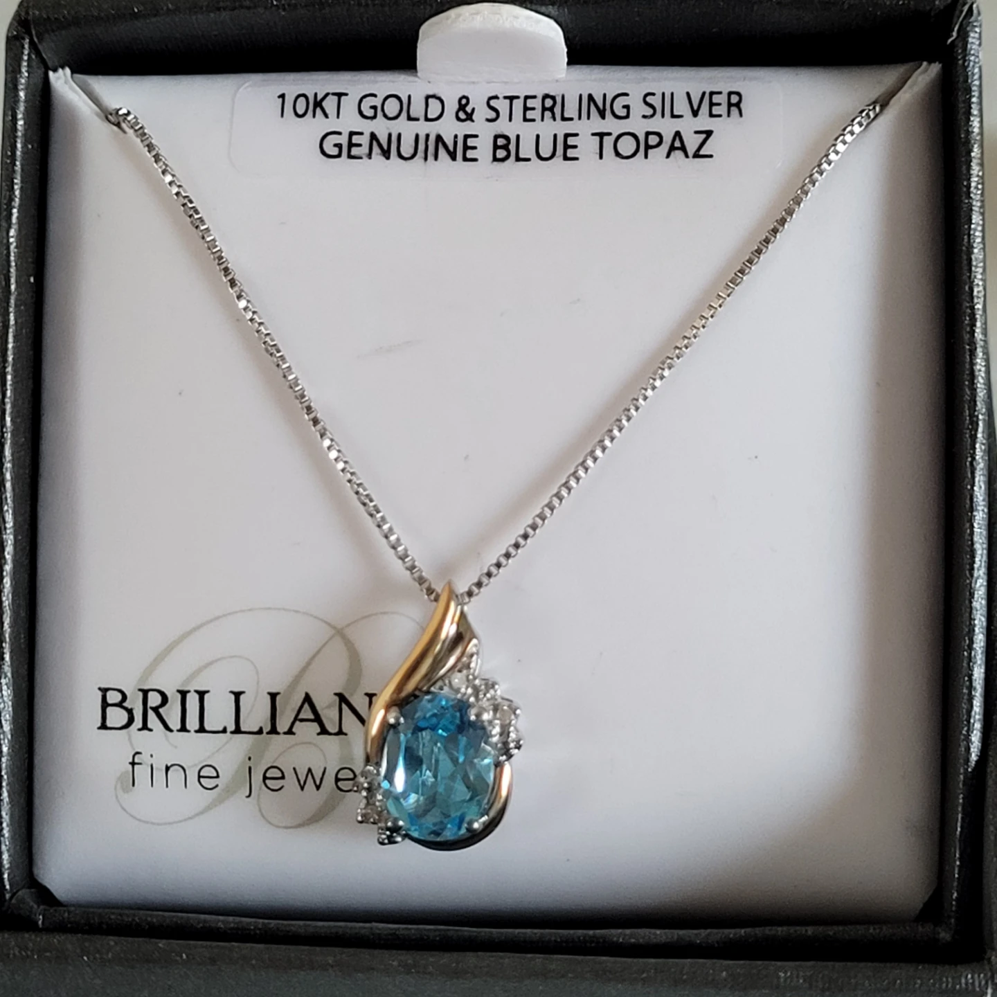♥️ NEW10k Sterling Blue Topaz Necklace