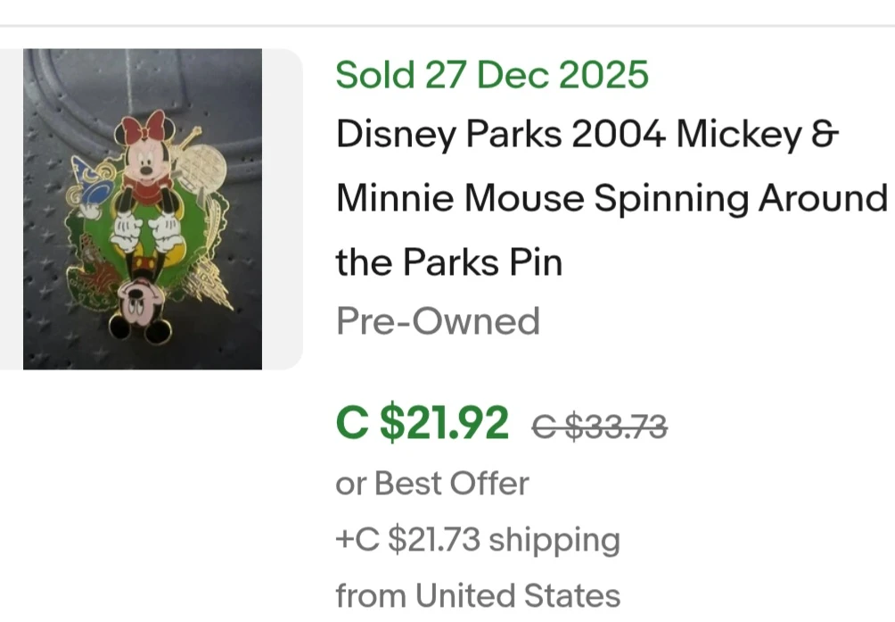 Disney Parks 2002 Mickey & Minnie Mouse Spinning Pin - photo 3