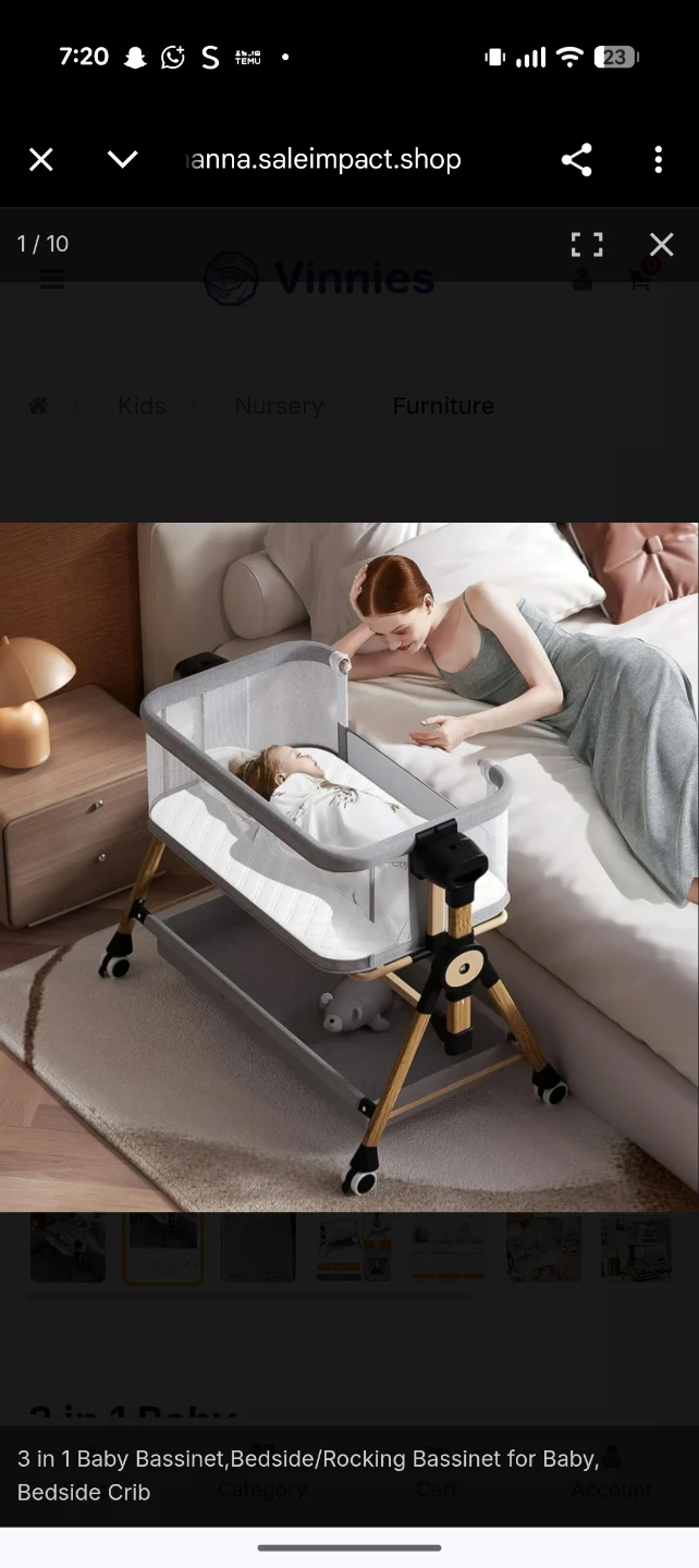 Vinnies 3-in-1 Baby Bassinet - Bedside/Rocking - photo 3