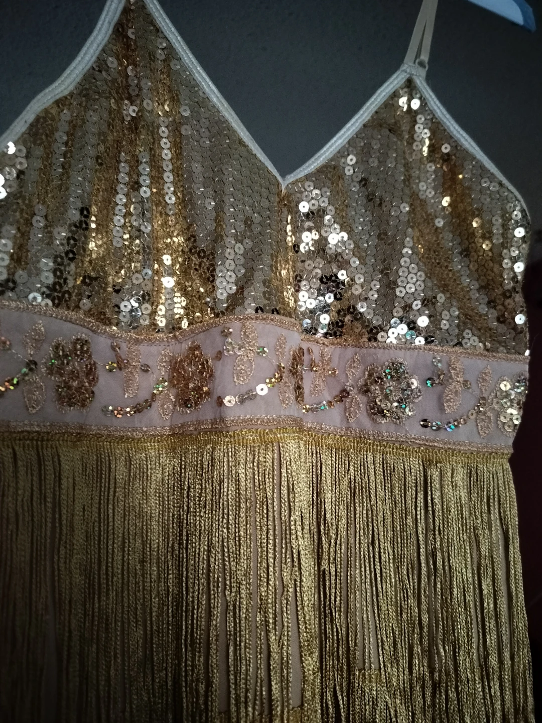 Gold Sequin Flapper Dress with Fringe - photo 2