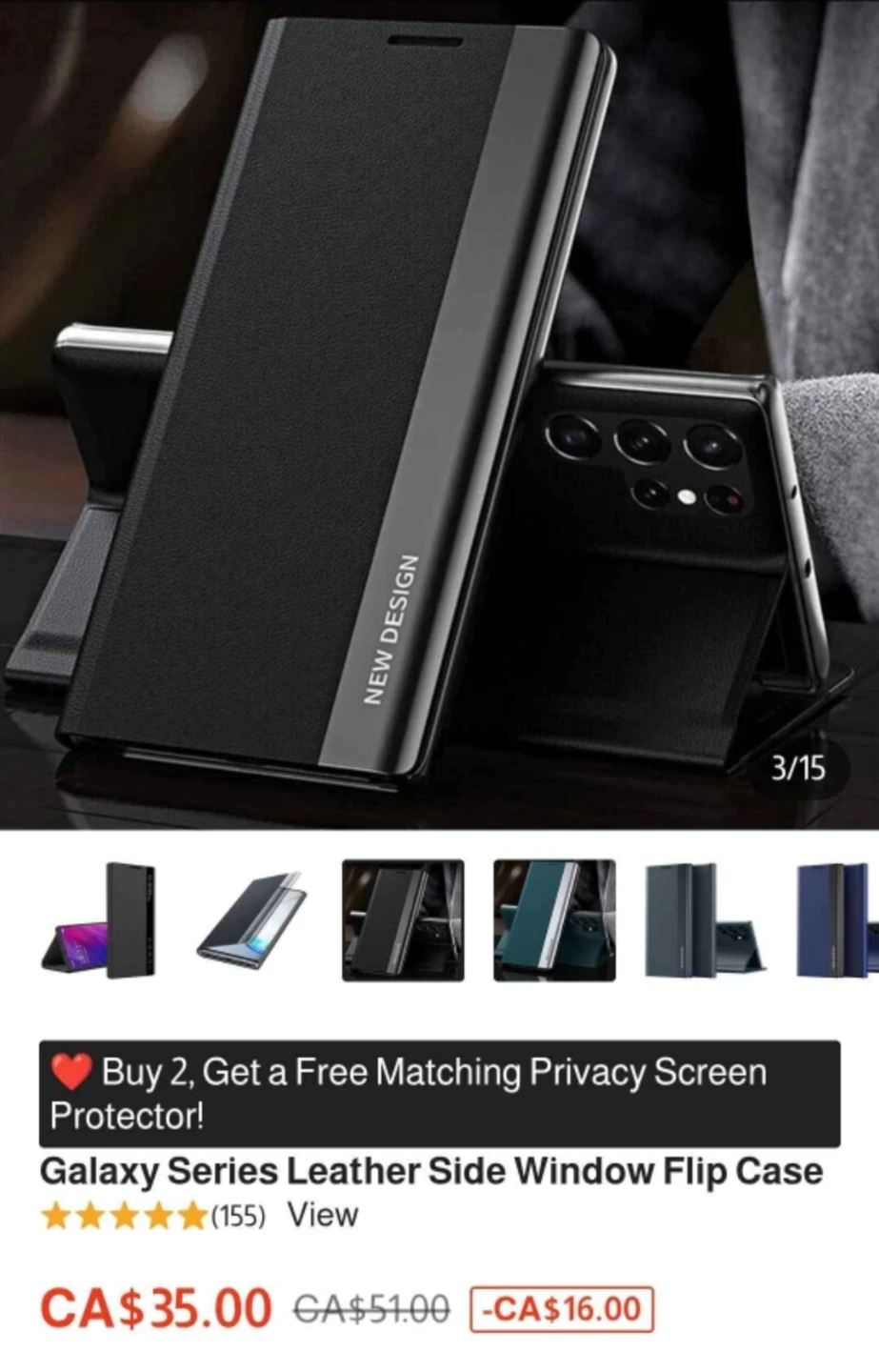 Galaxy Series Leather Side Window Flip Case - photo 4