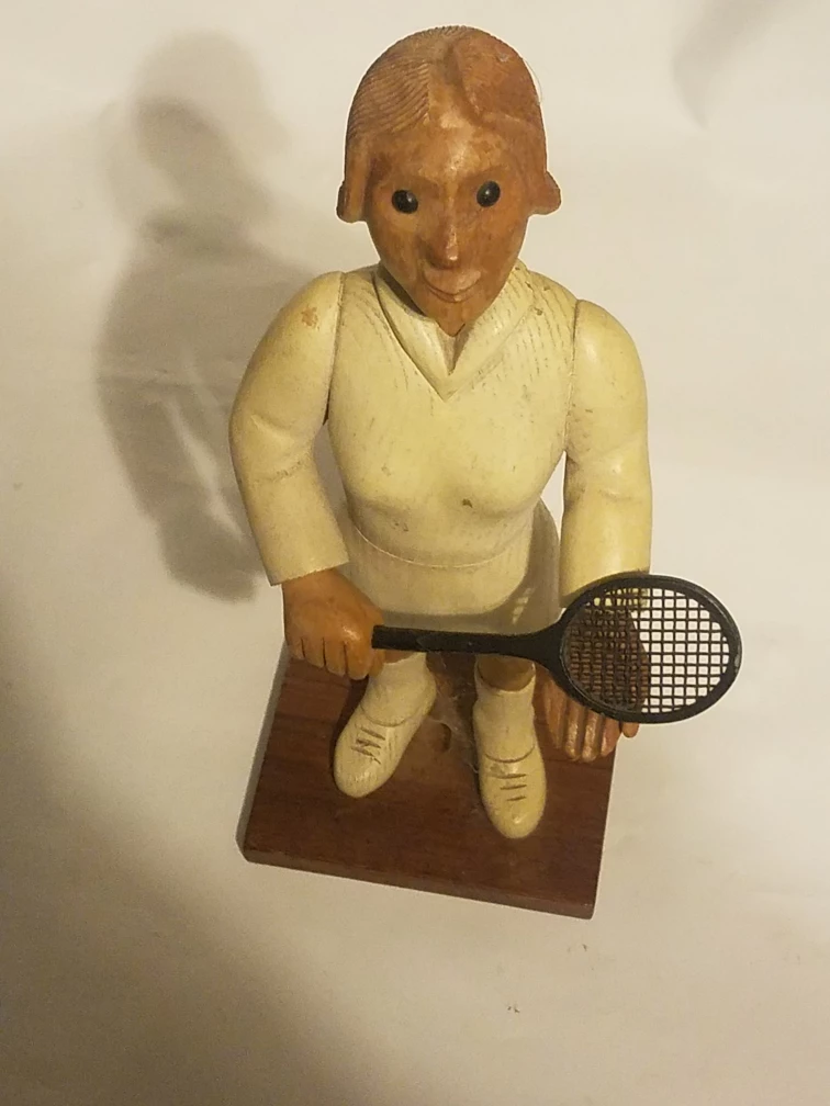 Vintage Italian Wood Tennis Player Figurine