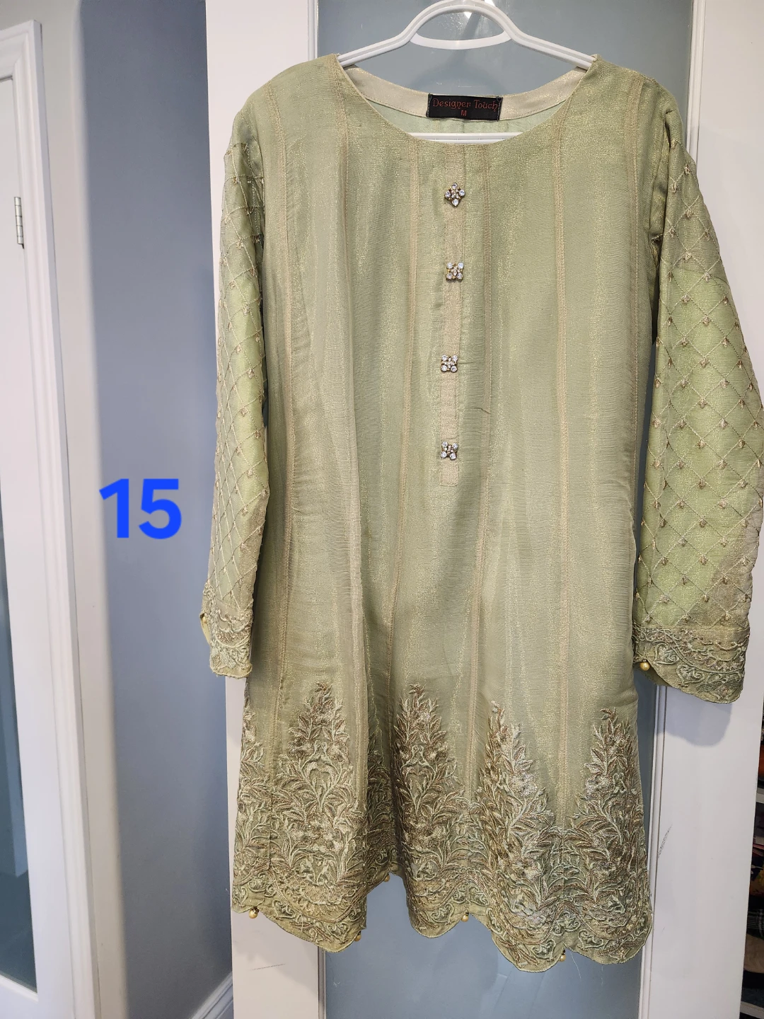 Designer Touch Women's Green Embellished Kurti - Size M