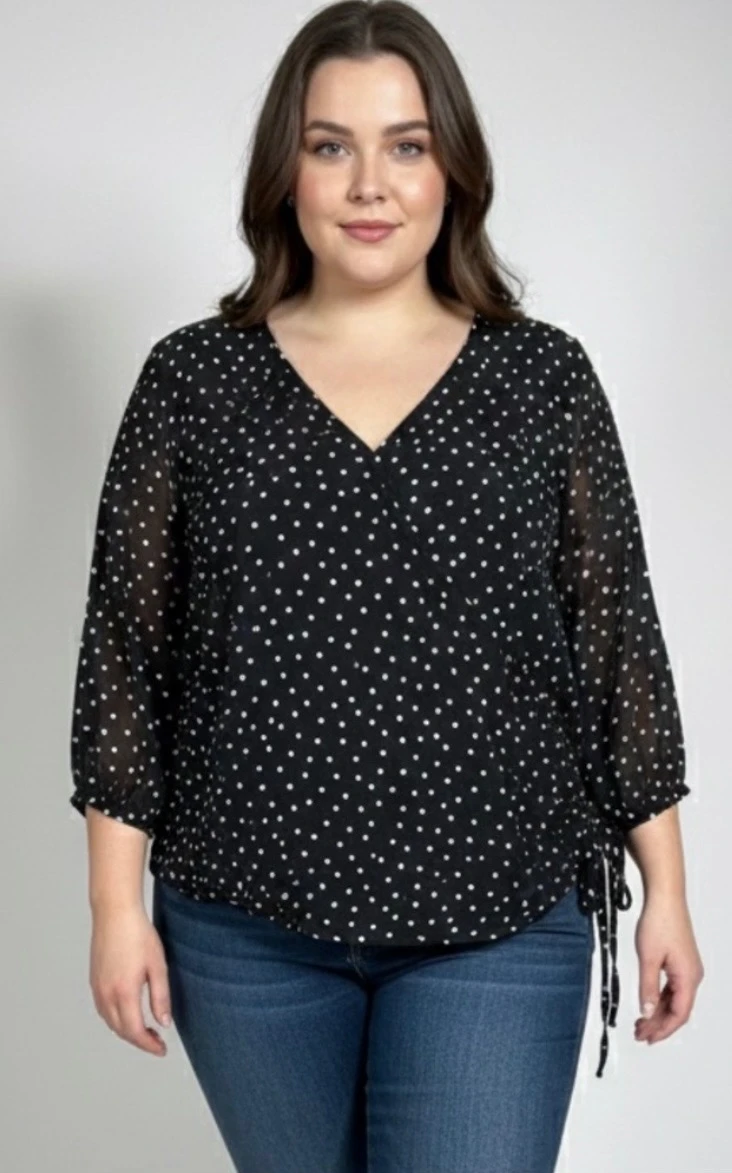 Amanda Green Polka Dot Blouse - Size 1X