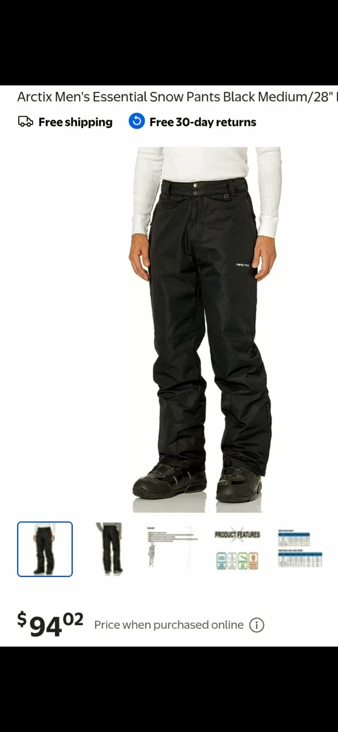 Arctix Men's Essential Snow Pants Black or Pink
