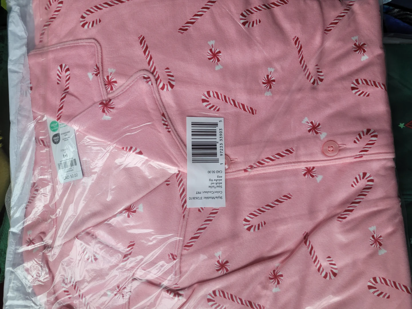 New Adult XXL Candy Cane Pajamas