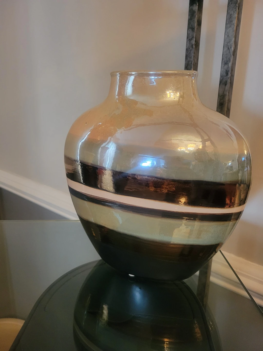 Decorative Ceramic Vase with Striped Design