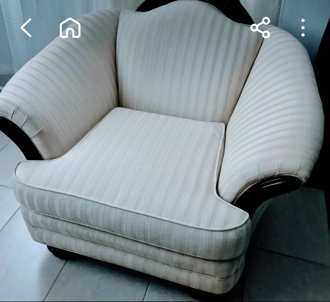 Cream Striped Accent Chair - photo 2