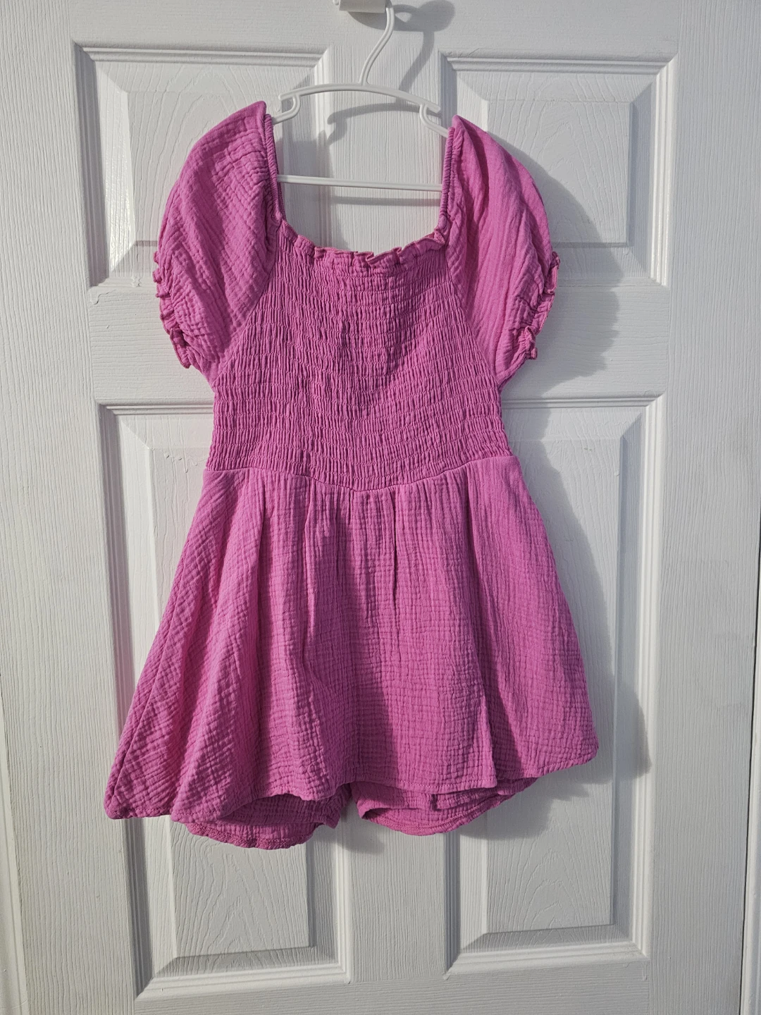 Pink Gauze Smocked Romper