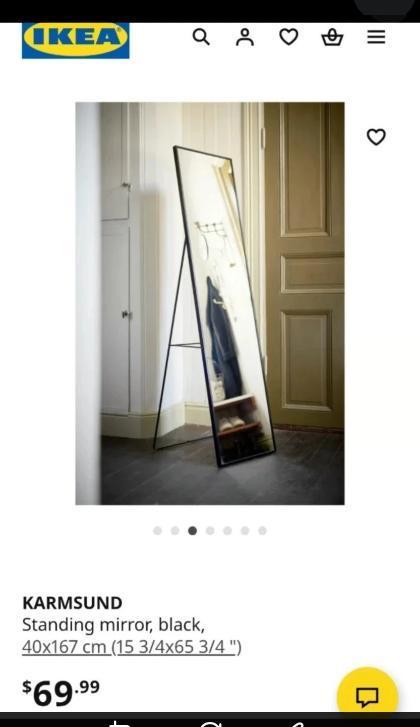 IKEA Standing Mirror, Black 40x167 cm - photo 3