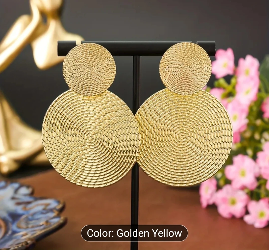 Golden Yellow Round Drop Earrings - New!