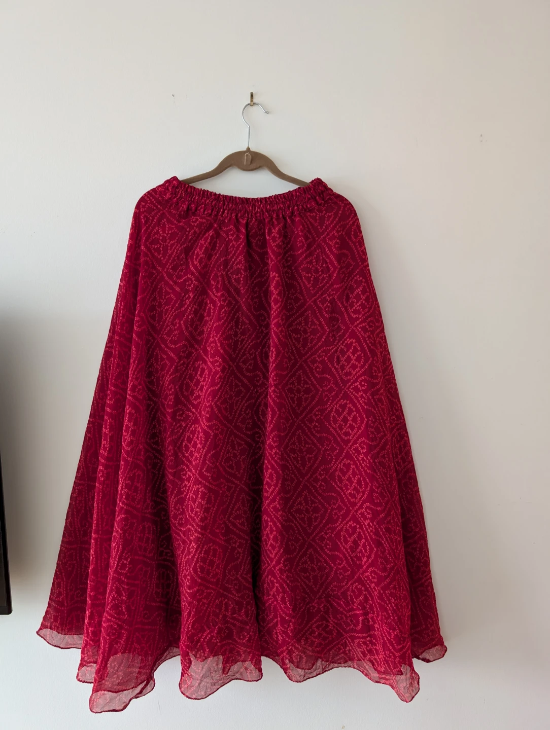 Red Patterned Skirt