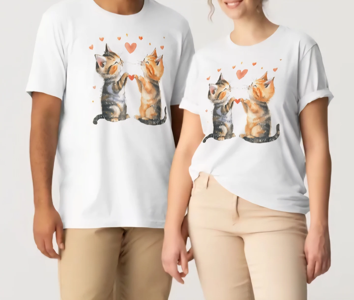 White T-Shirt with Cute Kitten Graphic - photo 2