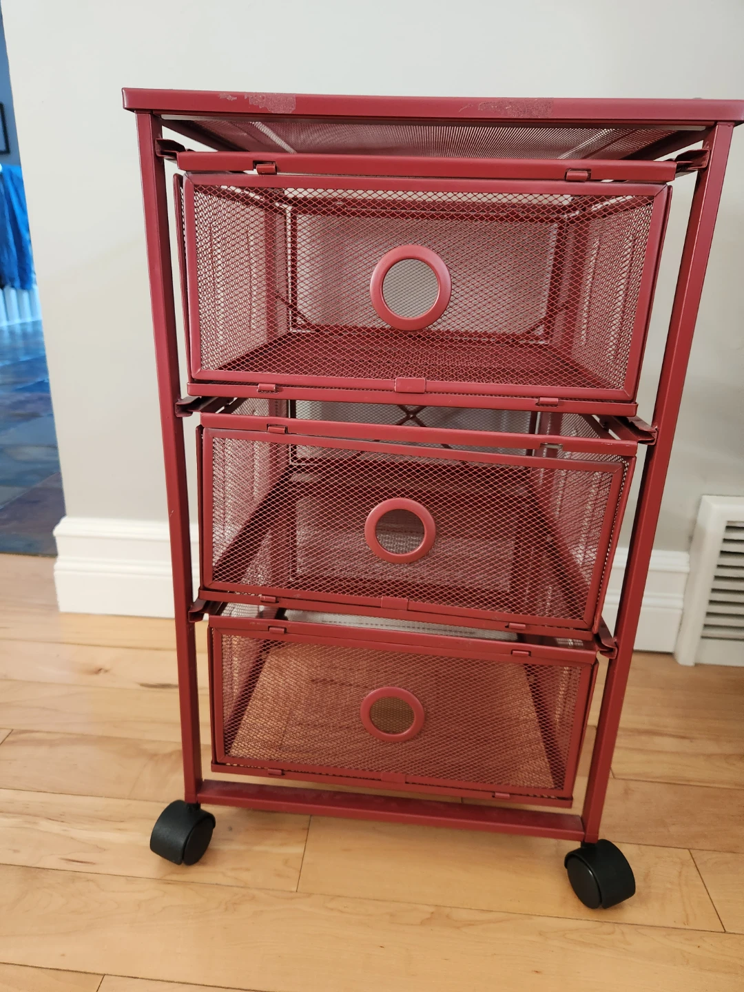 Red Metal Mesh Cabinet