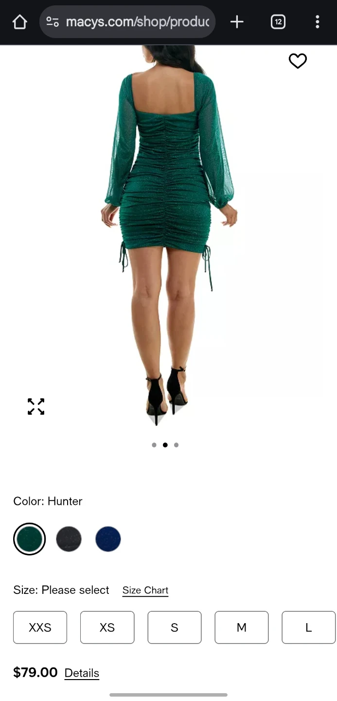 Jump Juniors' Glitter Ruched Mini Bodycon Dress Hunter Green - photo 2