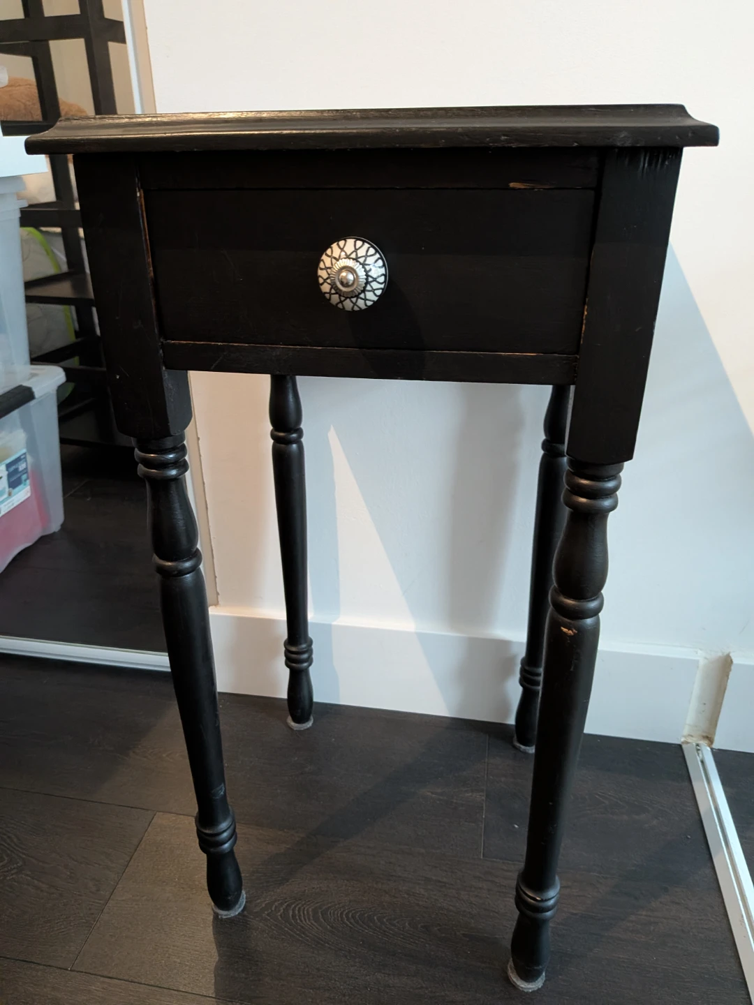 Black Accent Table with Drawer - Used condition⚡【Moving sale❗】