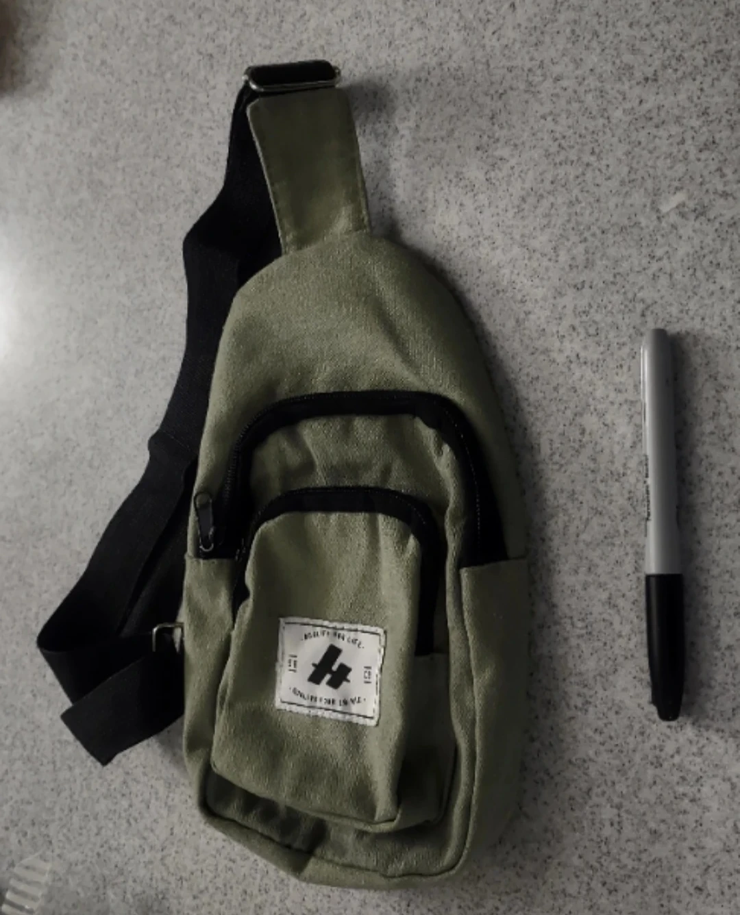 Green Canvas Sling Bag