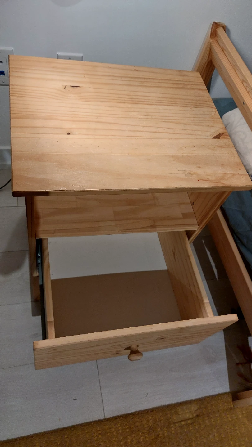 Pine Wood Nightstand with Drawer - photo 3
