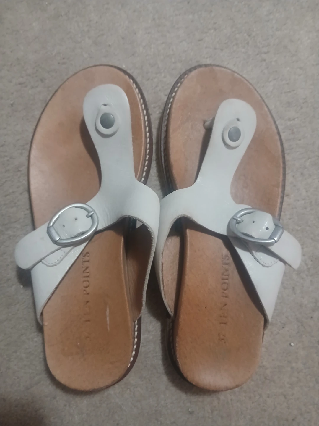 Ten Points White Leather Sandals Size 37