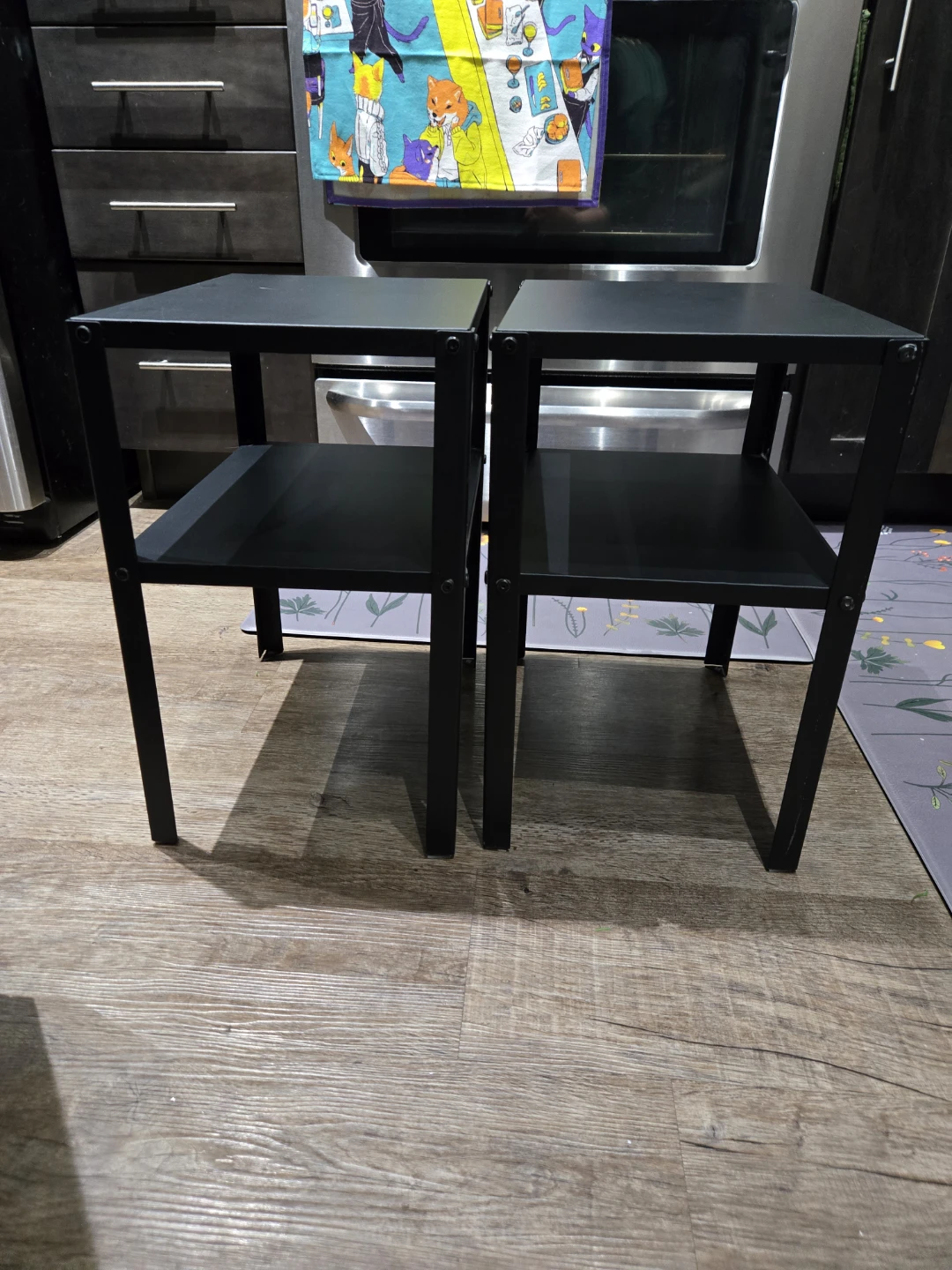 TWO Ikea Knarrevik Black Nightstand