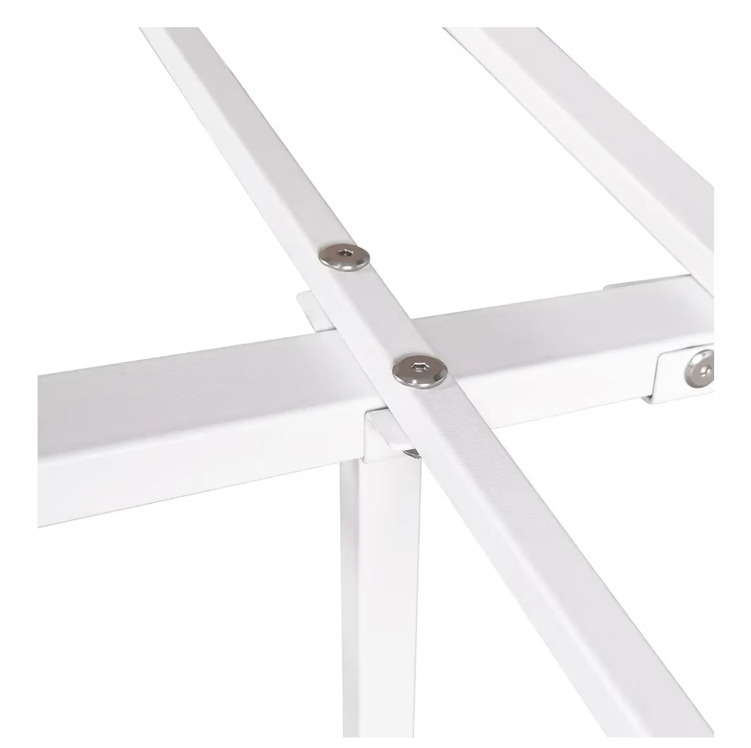 White Metal Canopy Bed Frame with Ornate European Style - photo 5
