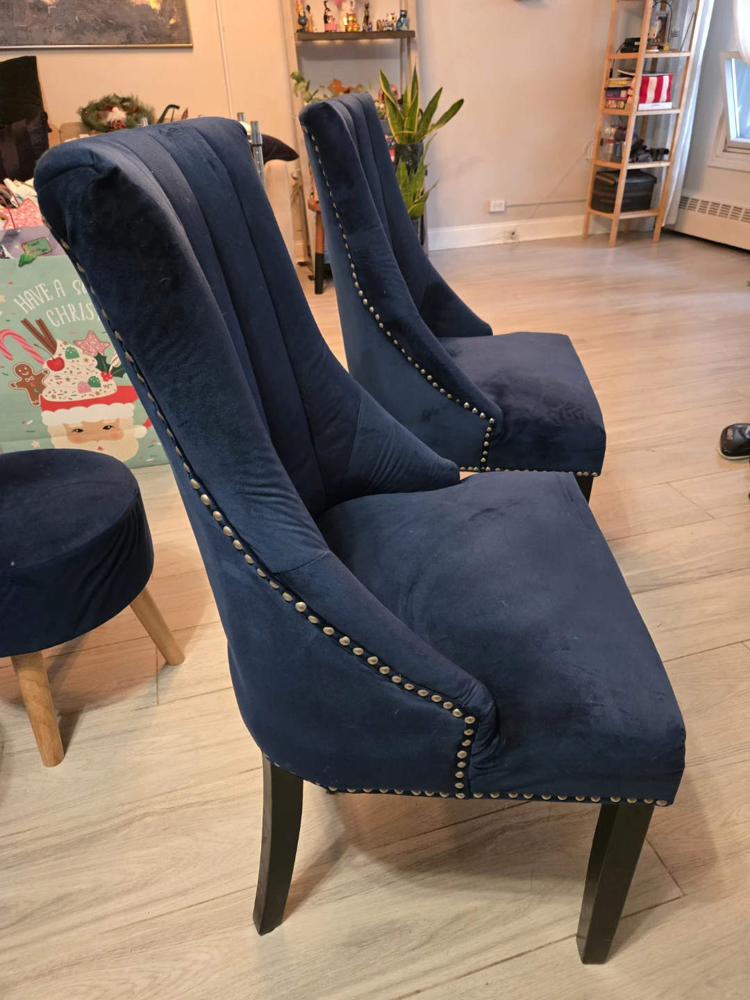 Blue Velvet Accent Chairs & Ottomans - Set of 2 - photo 4