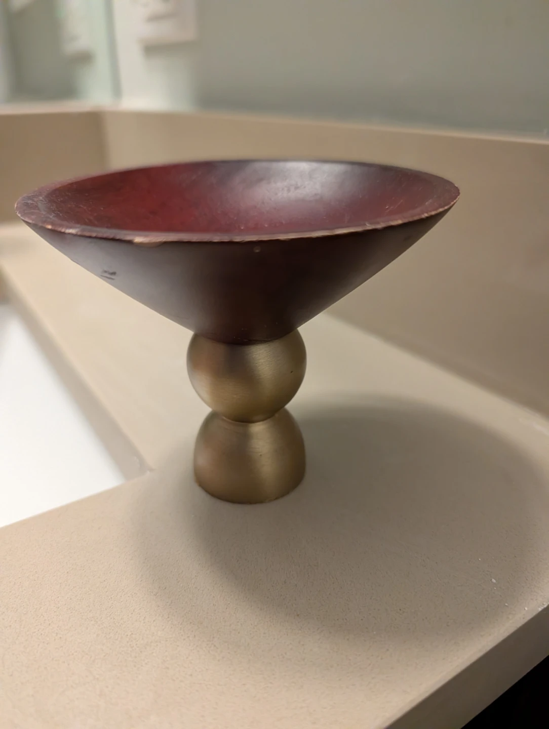 Wooden and Brass Pedestal Bowl - photo 2