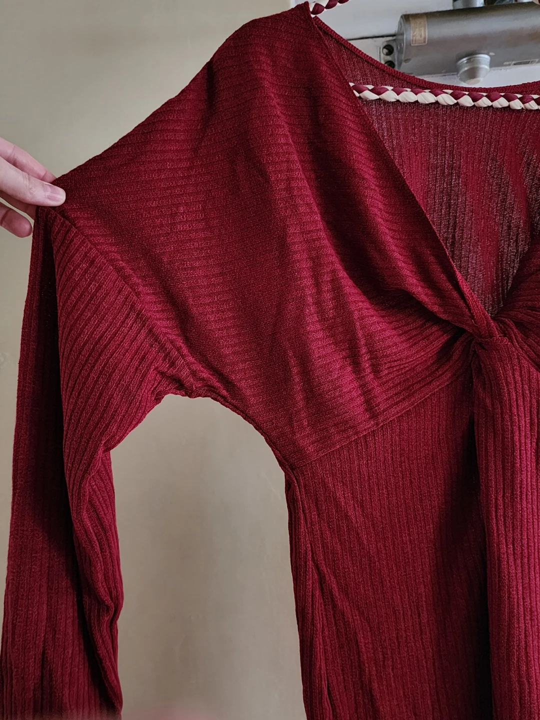 Beautiful Twist Back Burgundy Long Sleeve Rib Knit Dress * NEW - photo 4