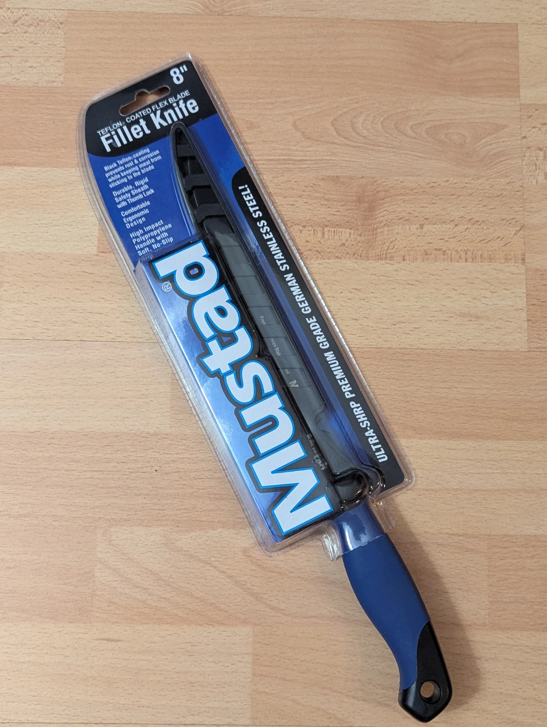 NEW Mustad 8" Teflon Coated Flex Fillet Knife with Sheath