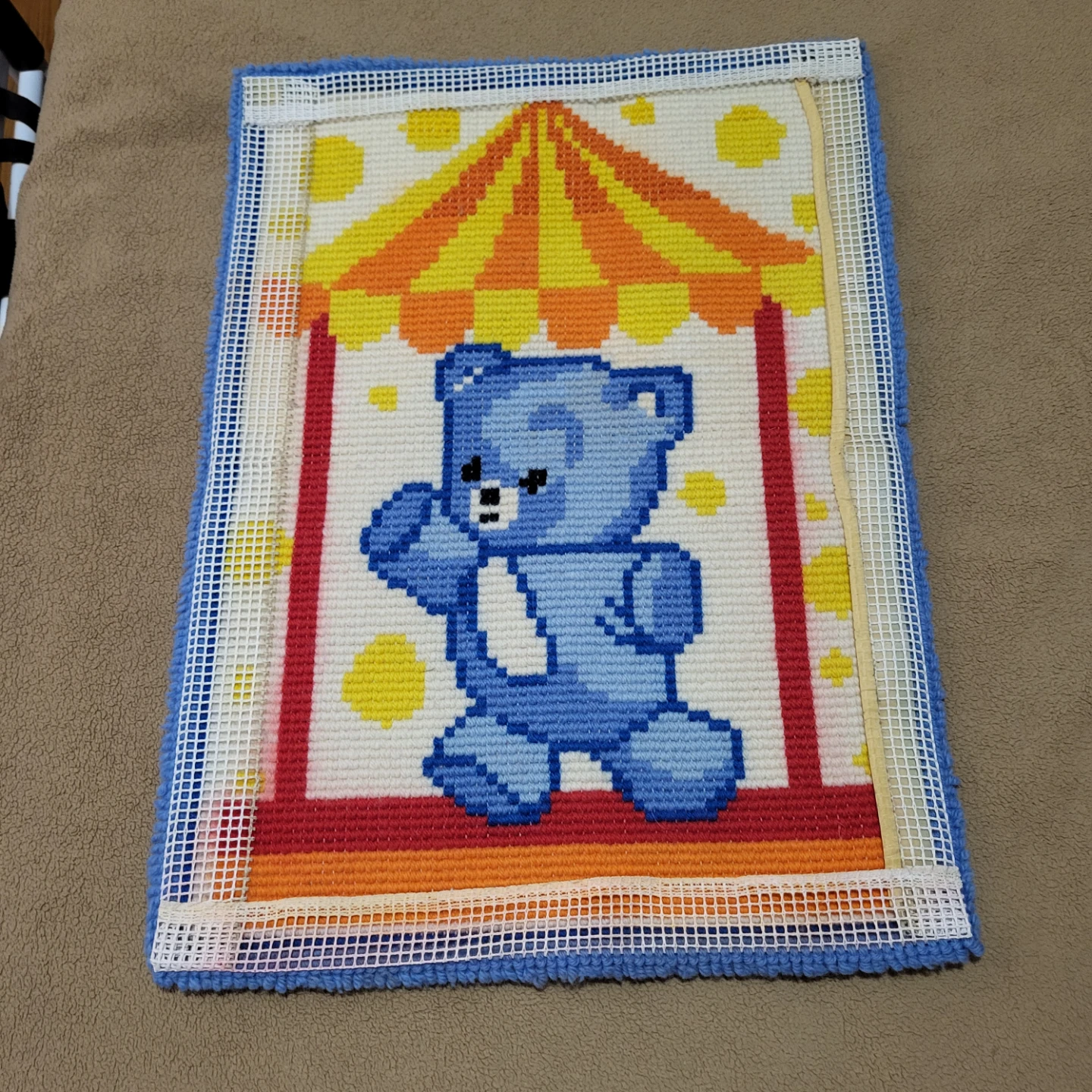 Handmade Blue Bear Latch Hook Rug - photo 2