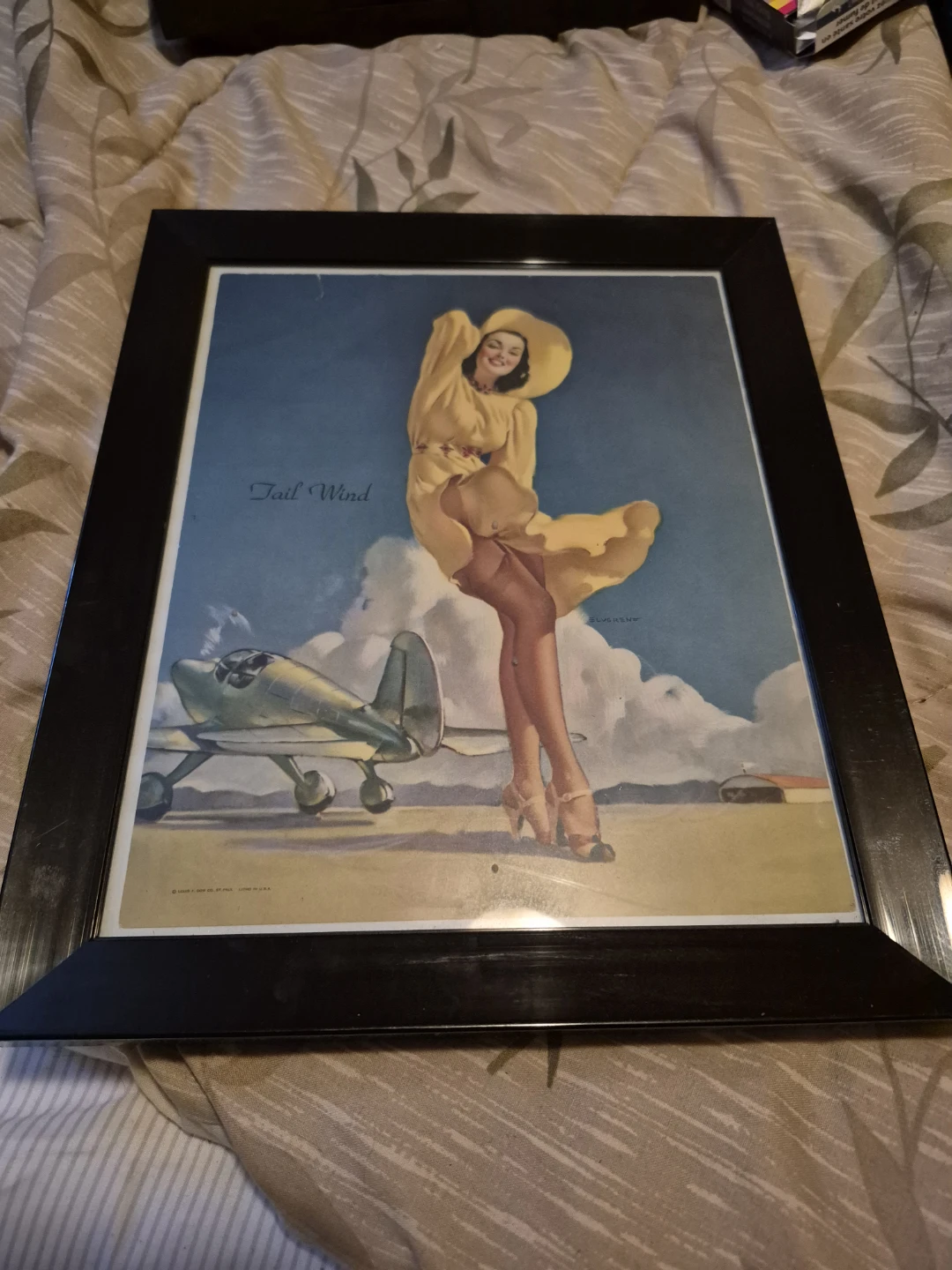 Framed Pin-Up Art Print 'Tail Wind'