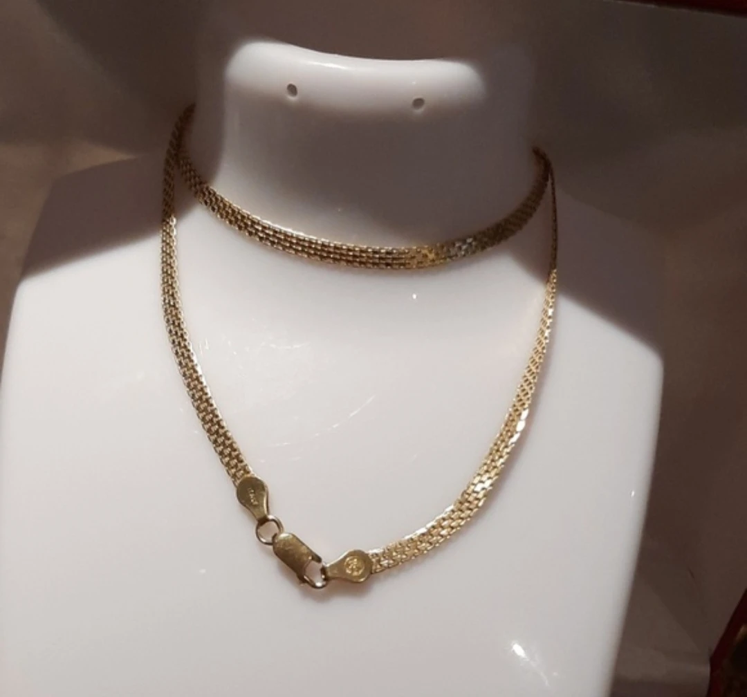 Solid 14k yellow gold over sterling silver Bismark Necklace