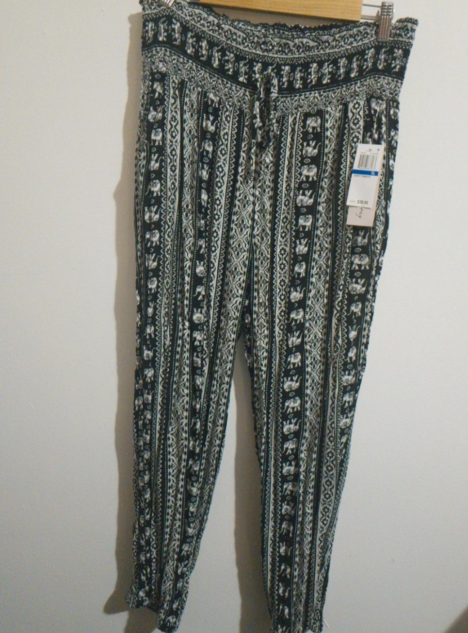 WT Kingston Grey Boho Patterned Soft Pants XL