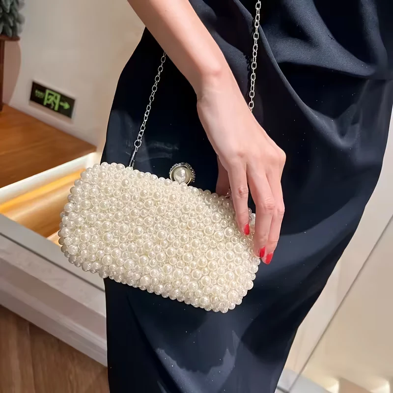 Pearl Beaded Clutch Bag with Chain $60 - photo 3