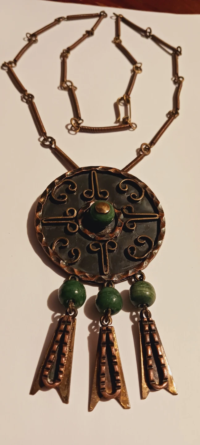 1950s Casa Maya Mexico Vintage Mayan Copper Pendant Necklace - photo 2