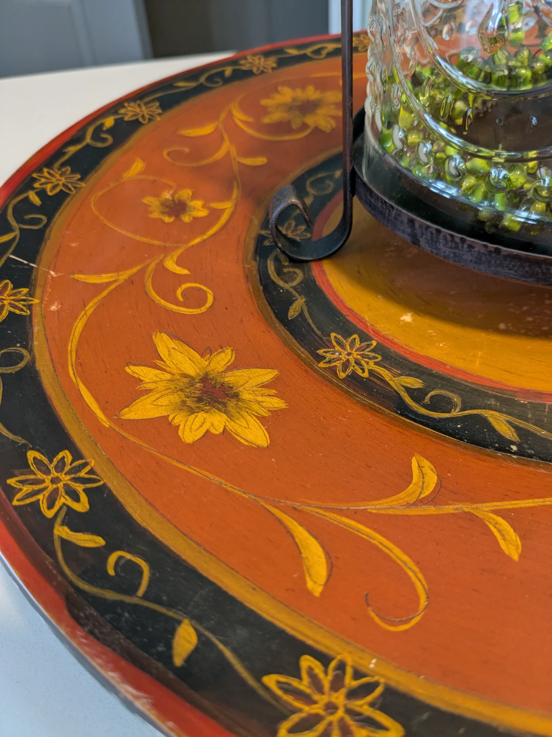 Decorative Round Side Table with Floral Design - photo 4