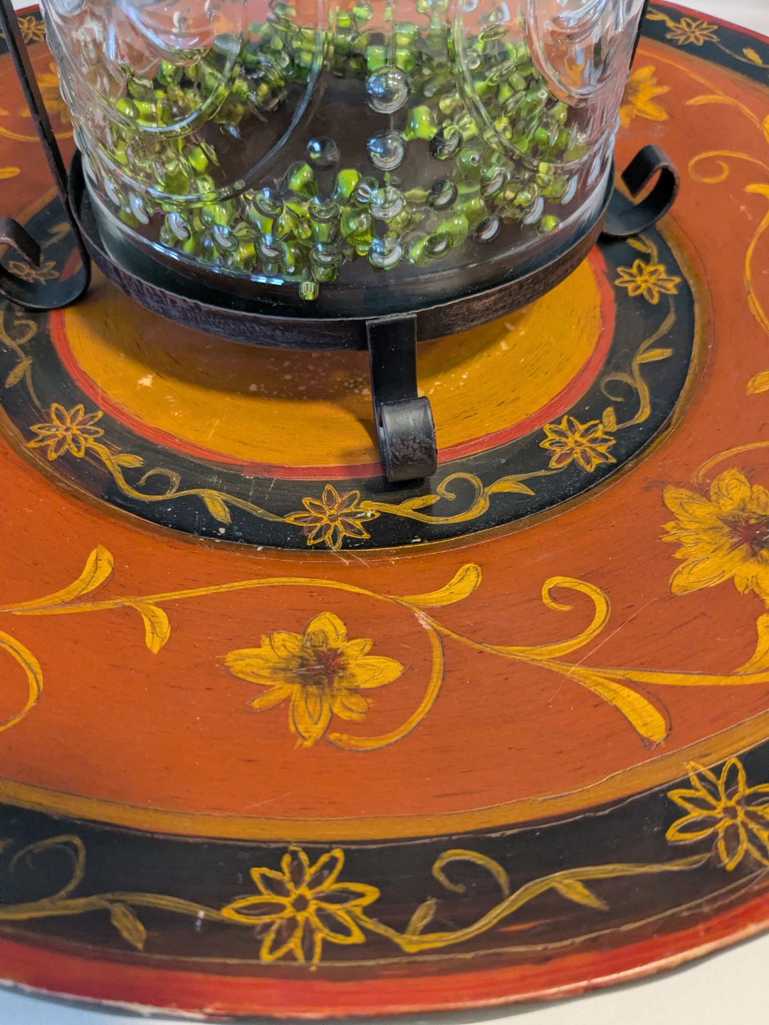 Decorative Round Side Table with Floral Design - photo 5