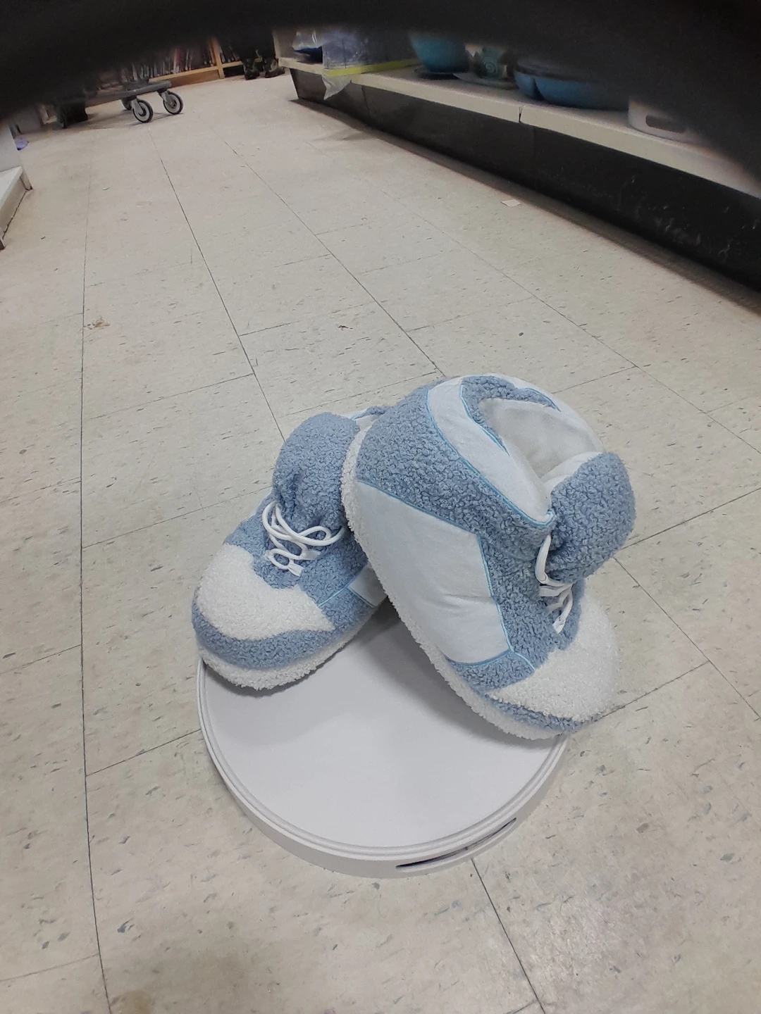 Nike Blue & White Fuzzy Slipper Shoes
