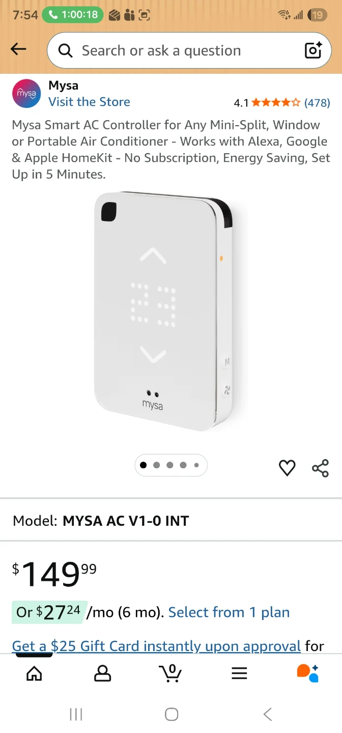 Mysa Smart AC Controller for Mini-Split, Window, or Portable AC - photo 3