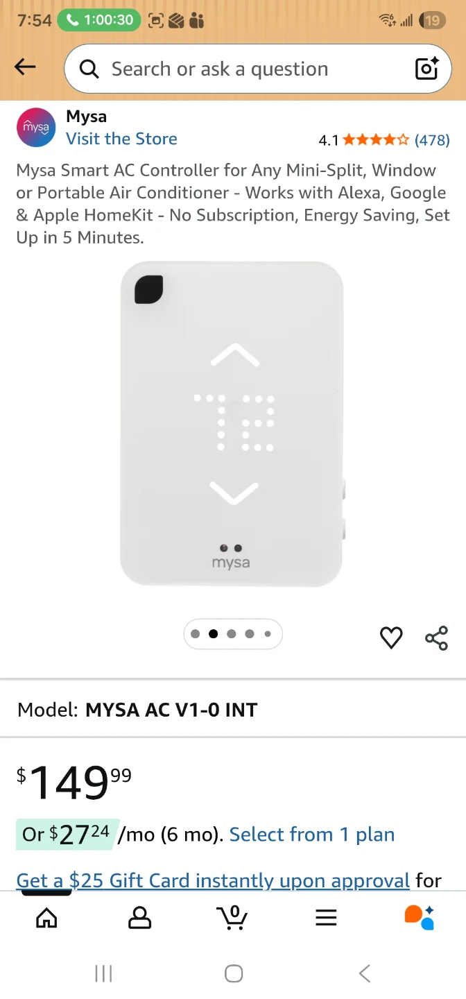 Mysa Smart AC Controller for Mini-Split, Window, or Portable AC - photo 4