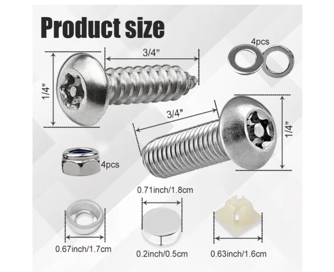 Car License Plate Screws Kit, Anti Theft Car Plate Mounting - photo 3