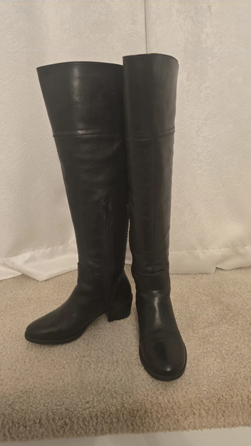 Vince Camuto Black Leather Over-the-Knee Boots