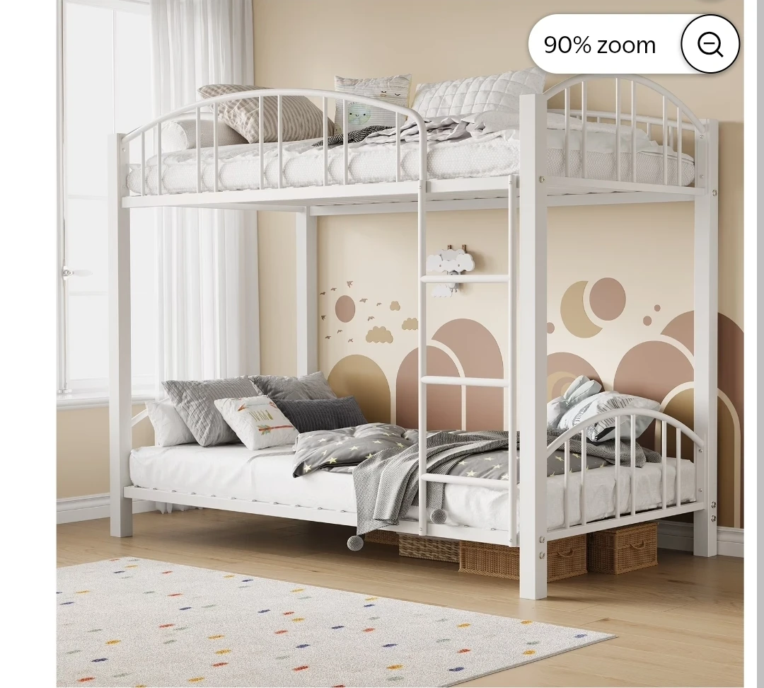 White Metal Bunk Bed - Safety Design