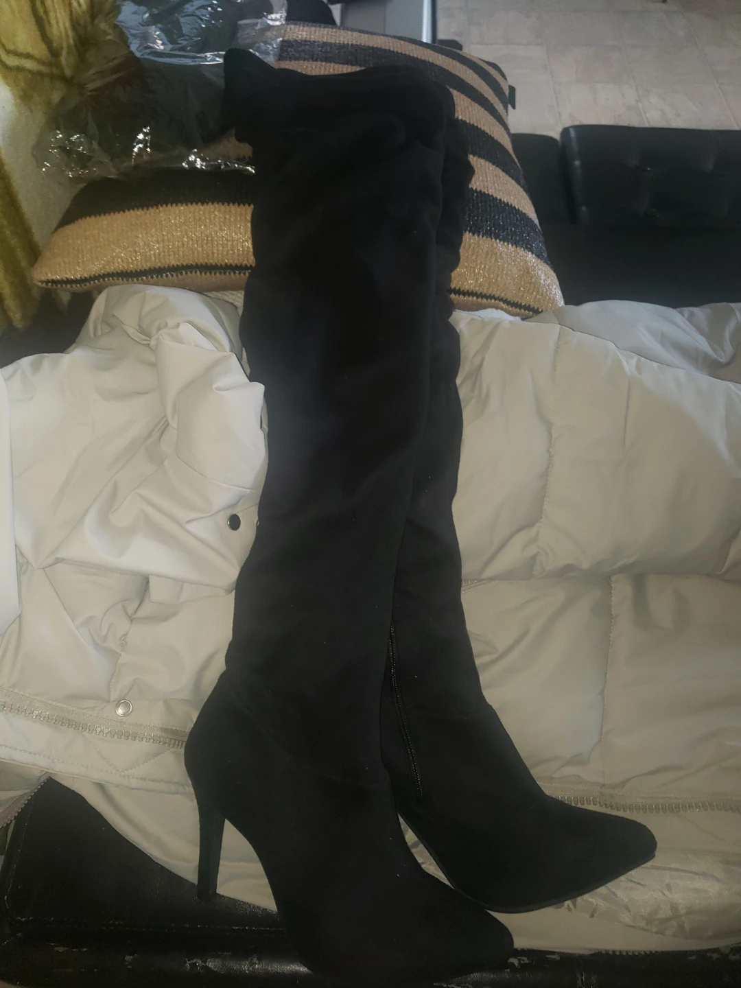 Thigh High Black Boots, Size 8 - photo 2