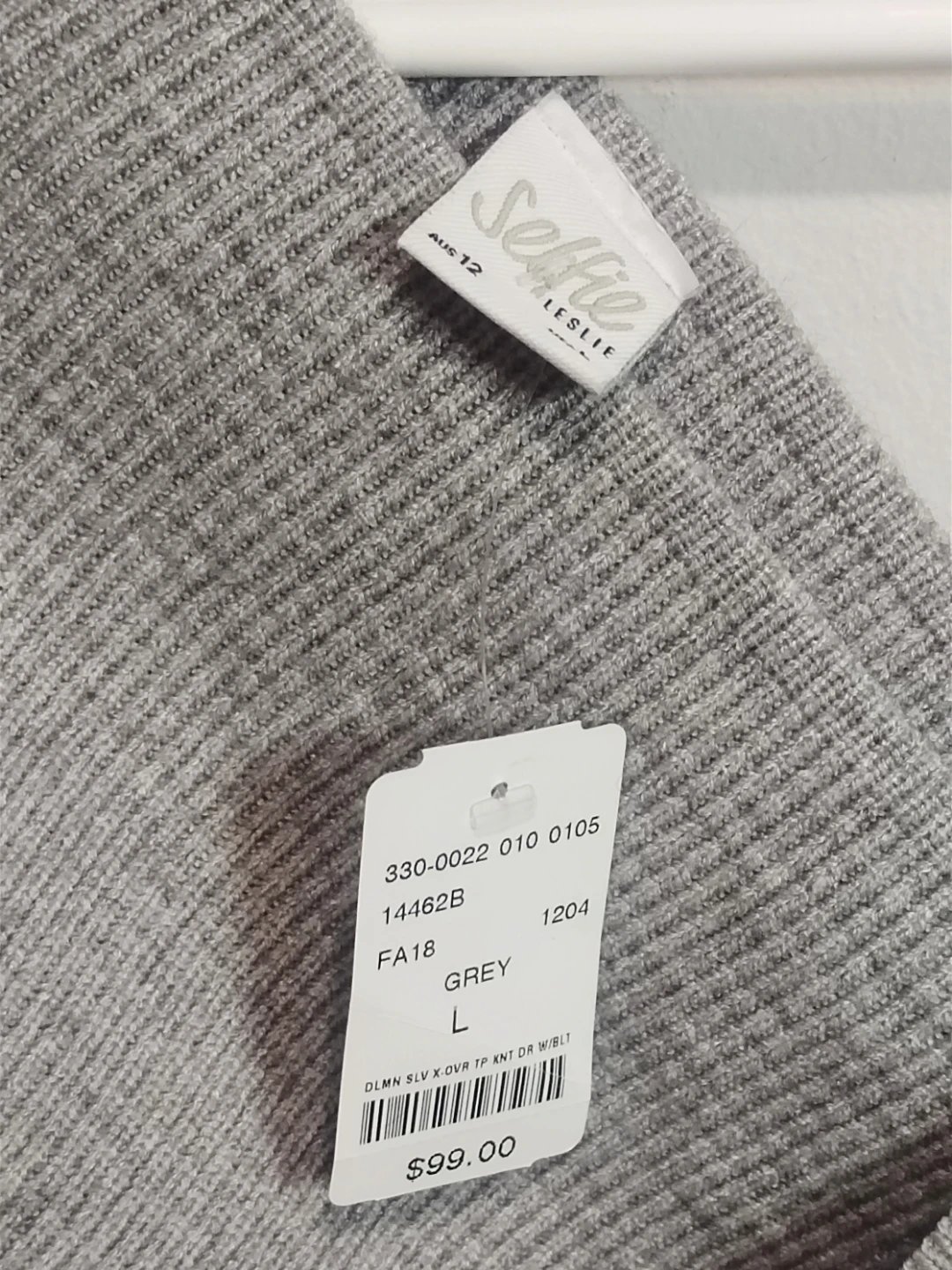 Selfie Leslie Grey Knit Wrap Dress Size L - photo 2