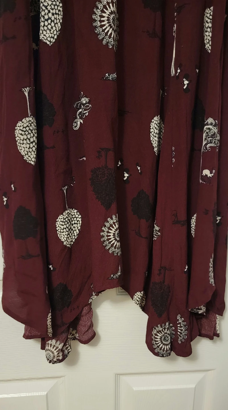 Maroon Skirt with Whimsical Tree and Critter Print - photo 3