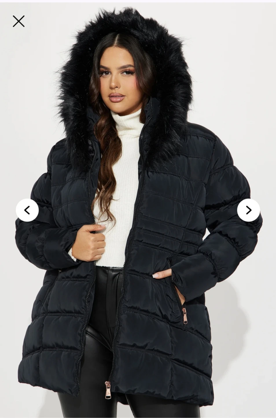 Fashion Nova Ice Skating Date Puffer Jacket - Black