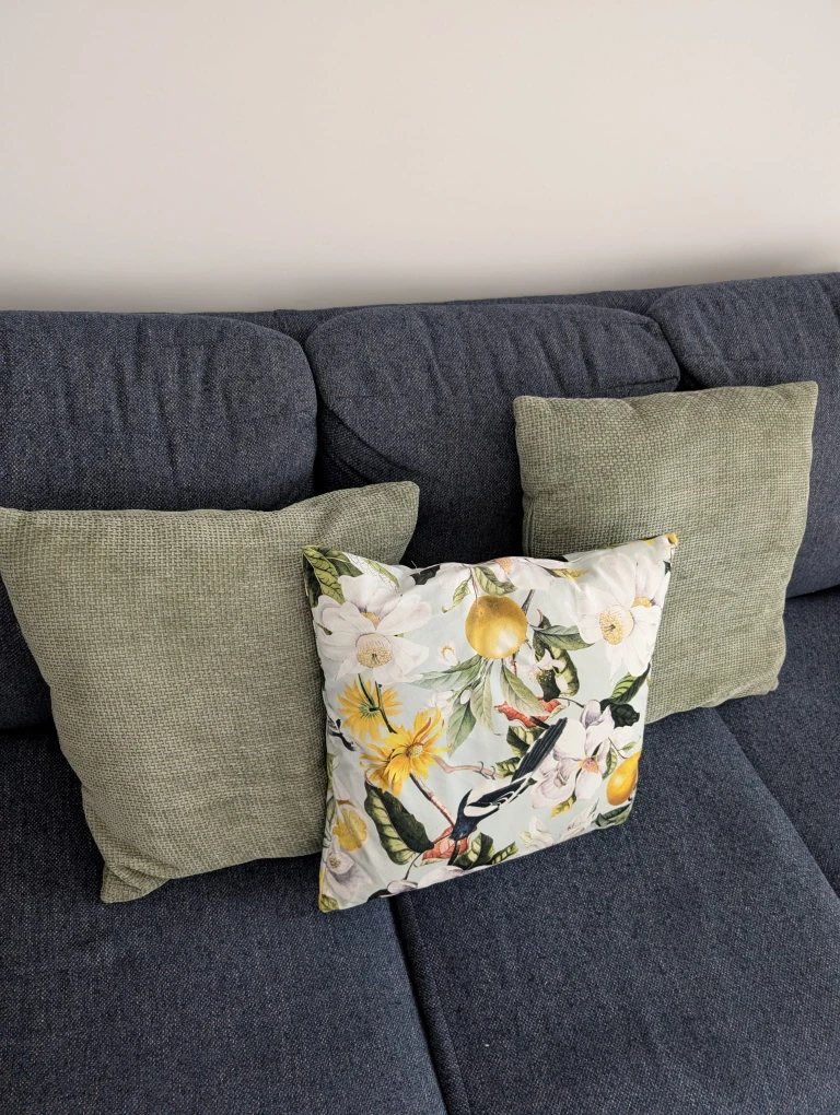 Set of 3 Decorative Throw Pillows - Floral & Green