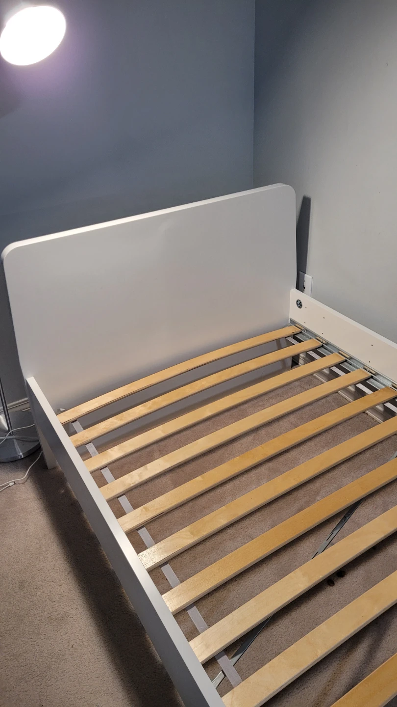 White Twin Bed Frame with Headboard