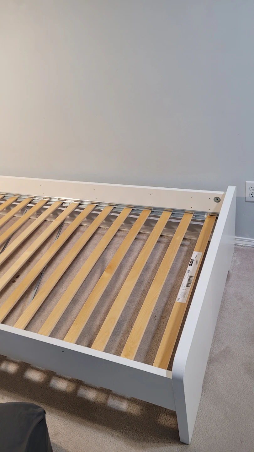 White Twin Bed Frame with Headboard - photo 2